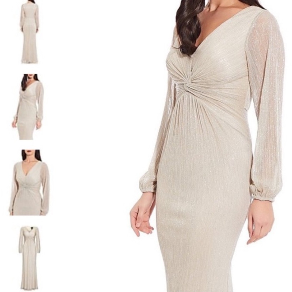 Adrianna Papell Twist Front Metallic Gown Size 22W